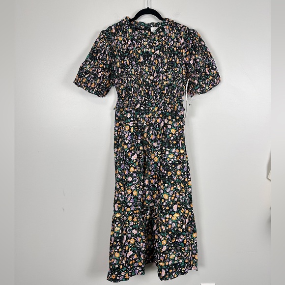 HYACINTH HOUSE Black Multi Floral Smocked Samantha Midi Dress - Picture 5 of 9